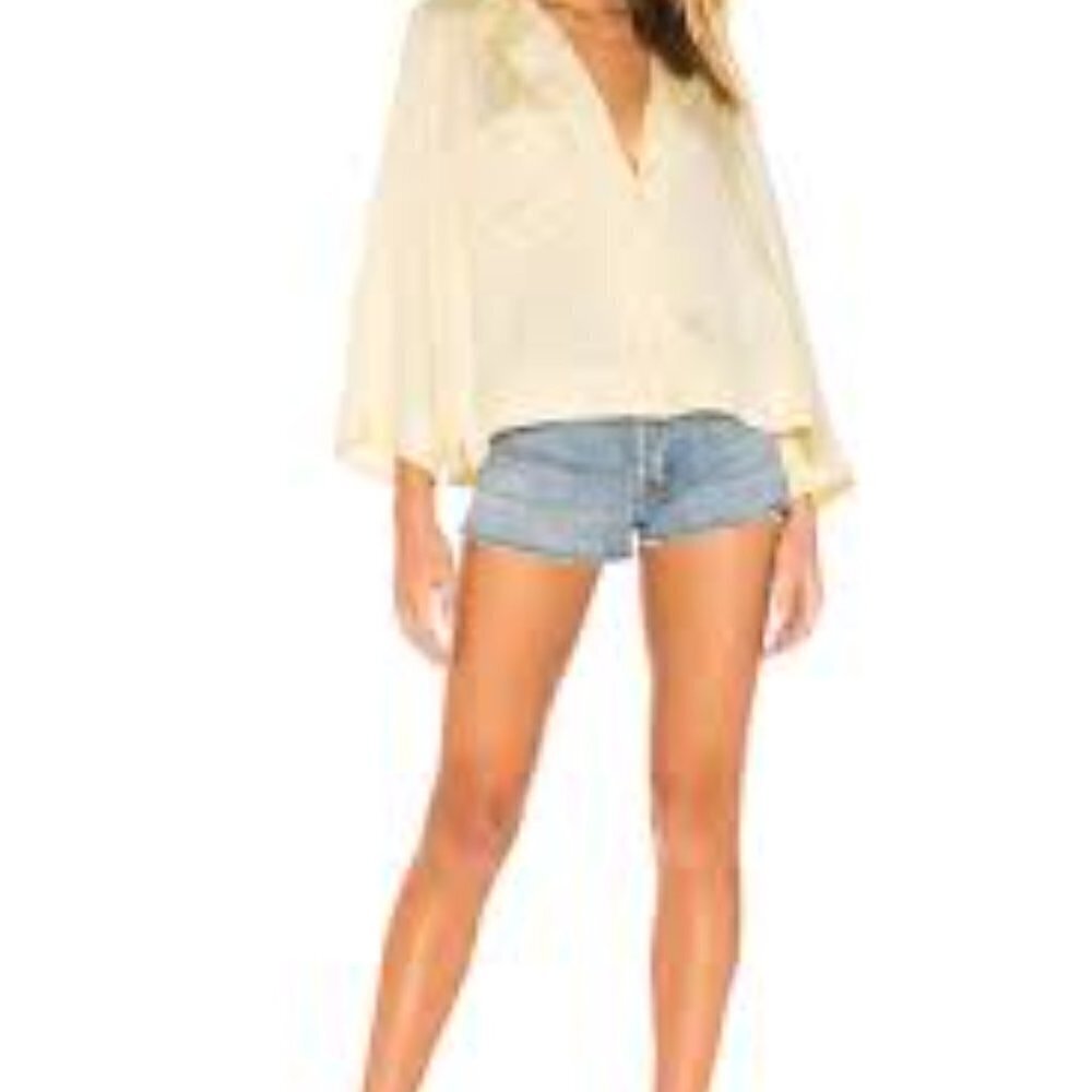 Secular Lab Revolve Button Up Yellow Blouse Shirt